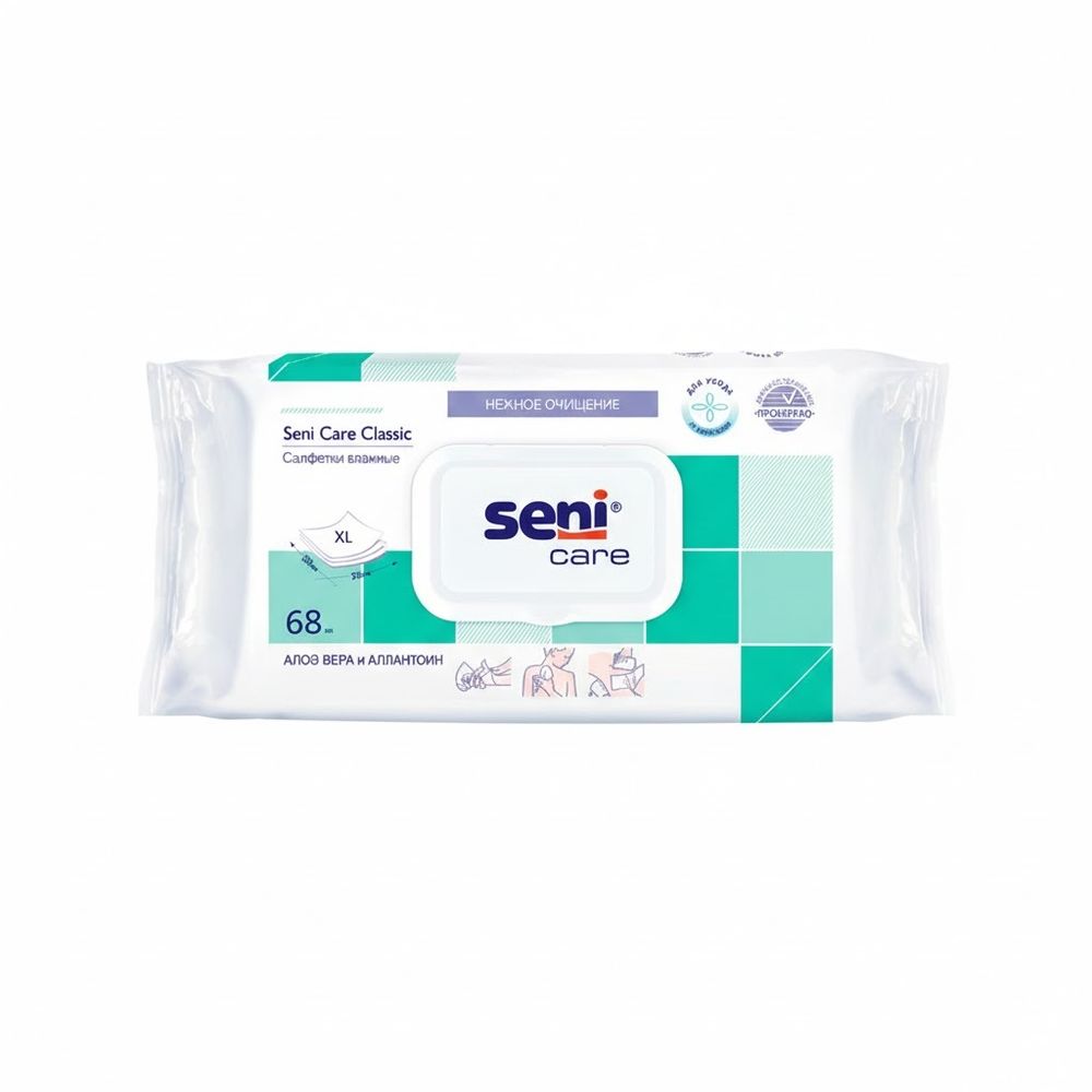Салфетки влажные с алоэ вера и аллантоином Seni Care/Сени 68 шт