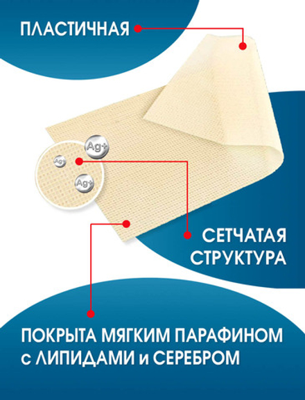 Повязка с серебром сетчатая ПолиТюль Аг+ 10х20 см