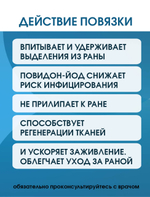 Повязка с повидон-йодом нетканая абсорбирующая ТайдиСорб Пови 5х5 см. Набор из 10 штук