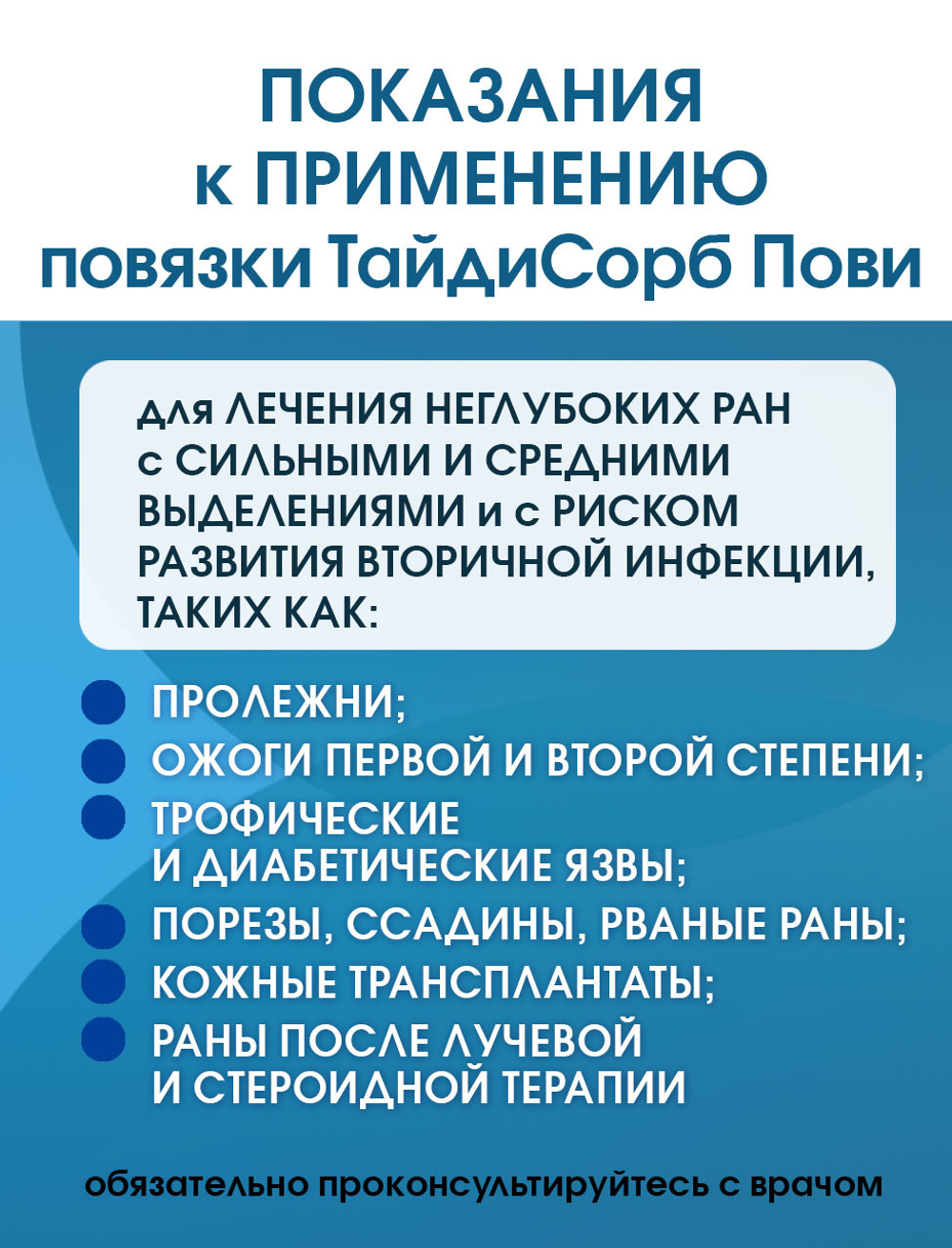 Повязка с повидон-йодом нетканая абсорбирующая ТайдиСорб Пови 10х10 см