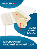 Повязка с серебром гидрогелевая впитывающая охлаждающая ДжеллеСорб Аг+ 10х10 см