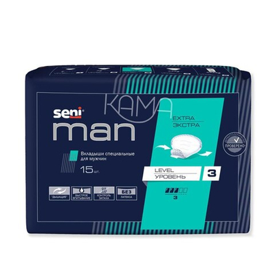 Урологические прокладки для мужчин Seni Man Extra Level 3/Сени Мен Экстра Уровень 3, 15 шт в упак
