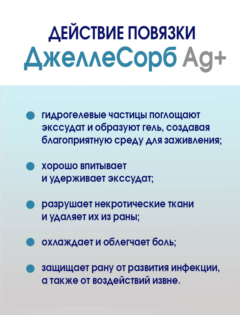 Повязка с серебром гидрогелевая впитывающая охлаждающая ДжеллеСорб Аг+ 10х15 см