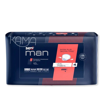 Урологические прокладки для мужчин Seni Man Extra Plus Level 4/Сени Мен Экстра Плюс Уровень 4, 15 шт
