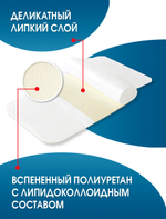Повязка губчатая впитывающая липидоколлоидная ЛикоСорб 10х15 см. Набор из 2 штук