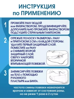 Повязка с серебром гидрогелевая альгинатная АльгоДжелль Аг+ 5х5 см. Набор из 10 штук